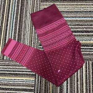 Fabletics Red Leggings Cozy Knit Design